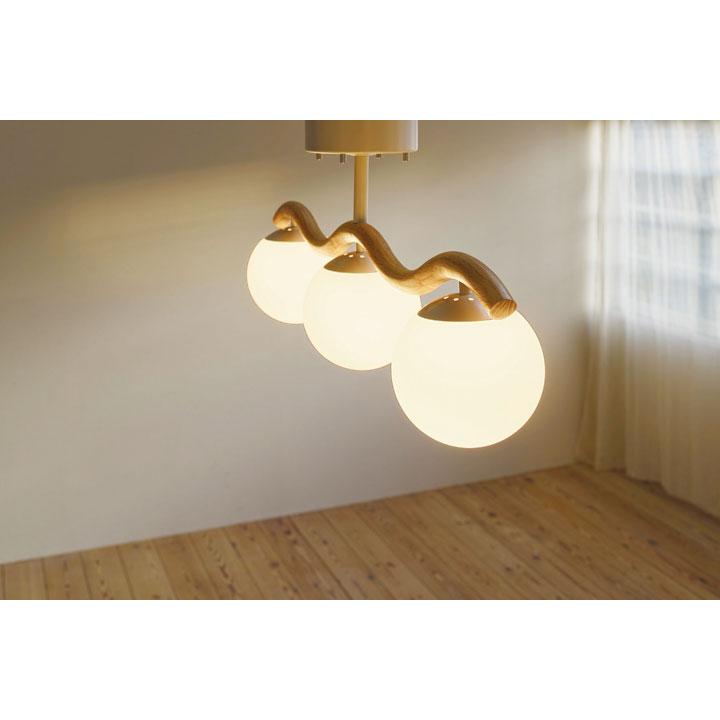 3灯 シーリングライト Houle 照明 ガラス 木製 LED おしゃれ 