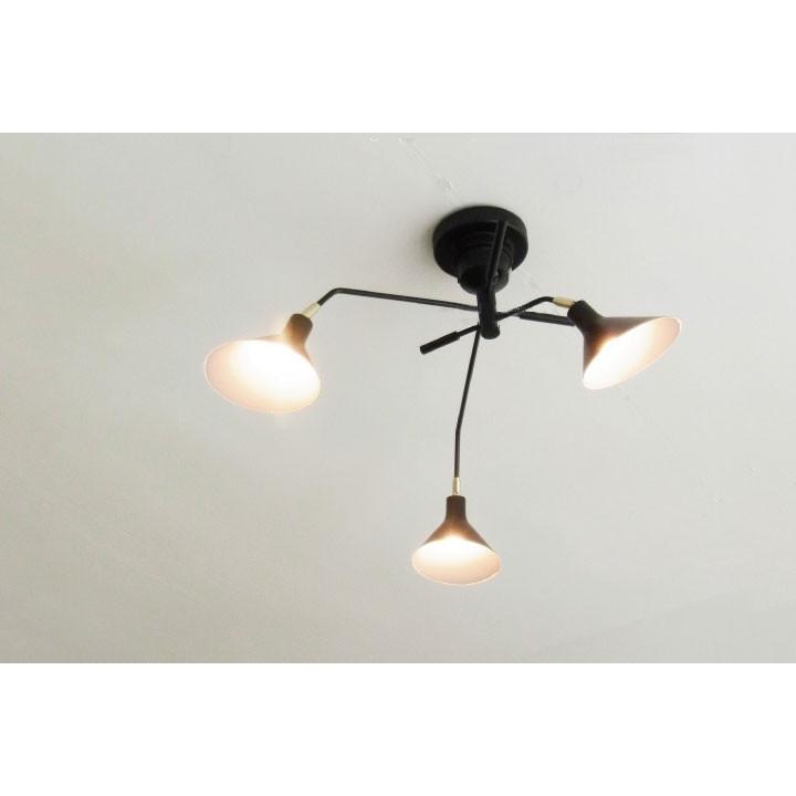 3灯 シーリングライト Ronne ブラック リモコン付き LED電球