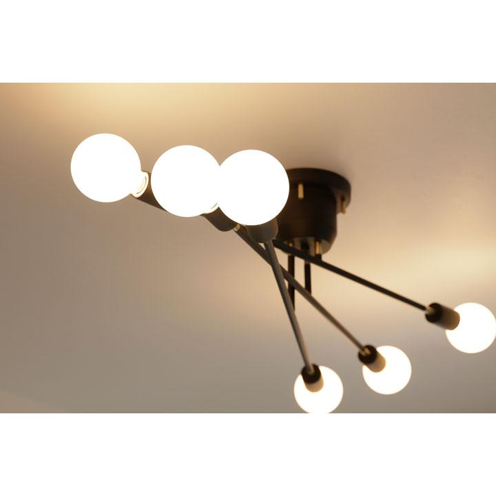 6灯 シーリングライト Radius ブラック スポットライト LED電球 直付け