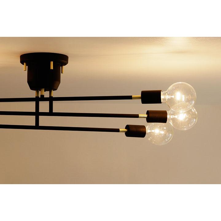 6灯 シーリングライト Radius ブラック スポットライト LED電球 直付け
