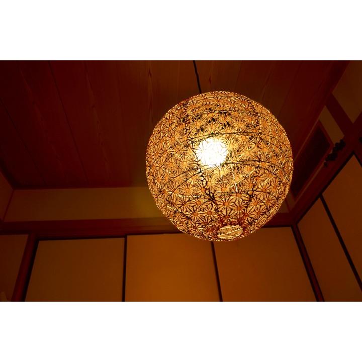 和風 ペンダントライト 花麻 ブラウン 林工芸 日本製 照明 茶色