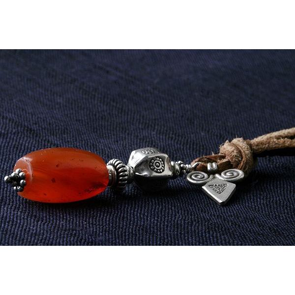アンティークビーズ/カーネリアンネックレス アンティークビーズ/カーネリアンネックレス カレン族シルバー