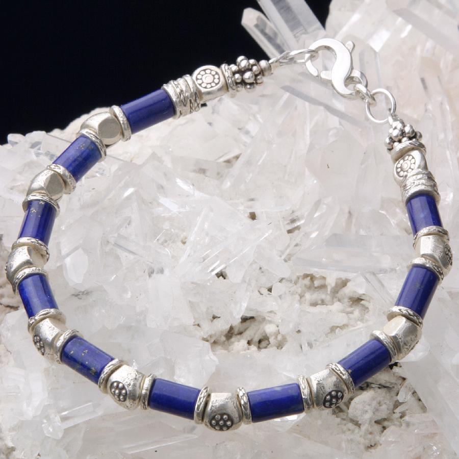 カレン 族 シルバー 群青の瑠璃 ラピスラズリ ビーズ ブレスレット アンクレット メンズ レディース 貝を模した古い銀貨 SV950