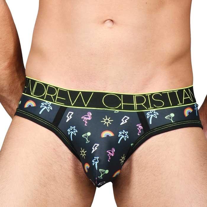 アンドリュークリスチャン ANDREW CHRISTIAN Neon Paradise Brief w/ Almost Naked XS,S,M,L,XL｜croota