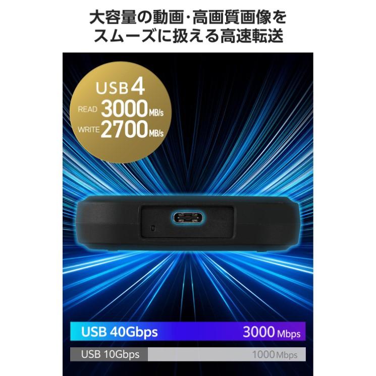 ELECOM（エレコム） 外付けSSD 1TB USB4 40Gbps対応 ポータブルSSD