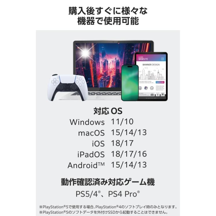 ELECOM（エレコム） SSD 外付け 500GB USB3.2 Gen2 読込最大1000MB/秒