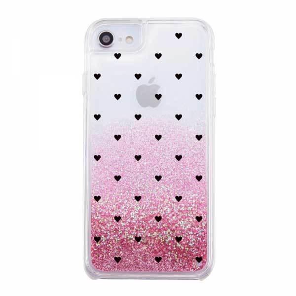 iPhone SE(第2世代) 8 7 グリッターケース ハートパターン ピンク ラメ カバー キラキラ 保護 かわいい おしゃれ 可愛い イングレム IJ-P76LG1P-BV047｜cross-road