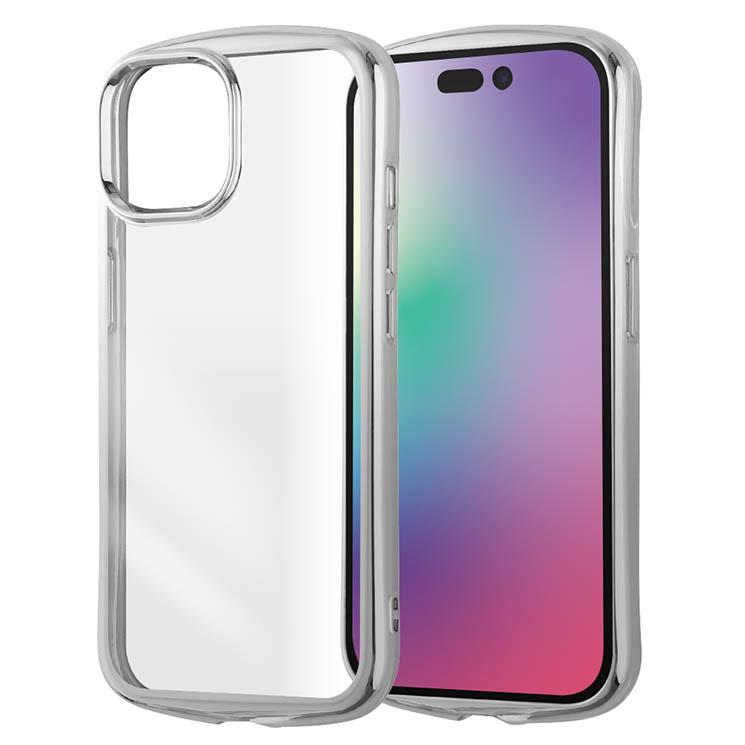 ingrem（イングレム） iPhone15 ケース クリア シルバー メタリック
