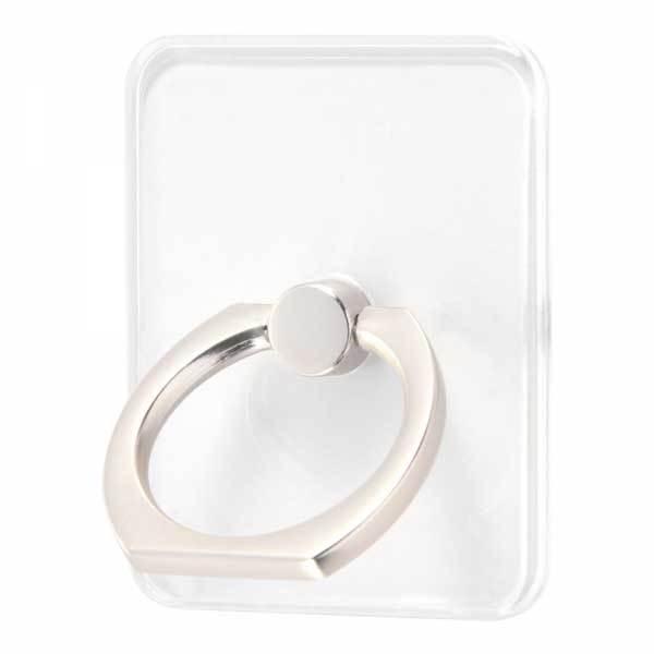 スマートフォン スマホリング シルバー バンカーリング クリア 落下防止 360 スタンド 透明 シンプル ホールド イングレム Is