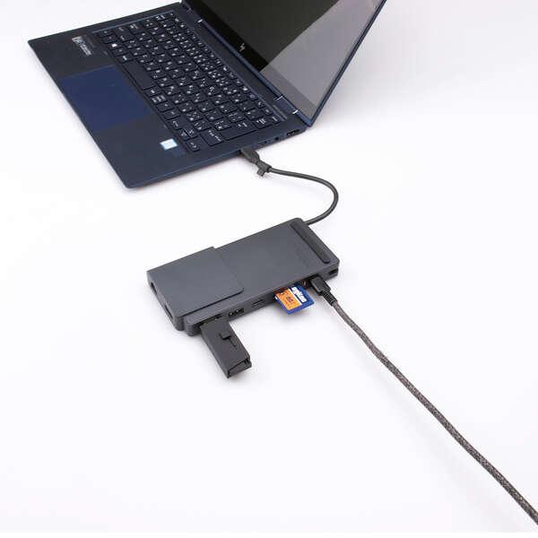 USB Type C ドッキングステーション ハブ 8-in-1 PD USB-C ×2 USB-A ×2 HDMI ×1 SD+microSD ×1 LAN ×1 パワーステータスLED機能搭載 スペースグレイ｜cross-road｜04