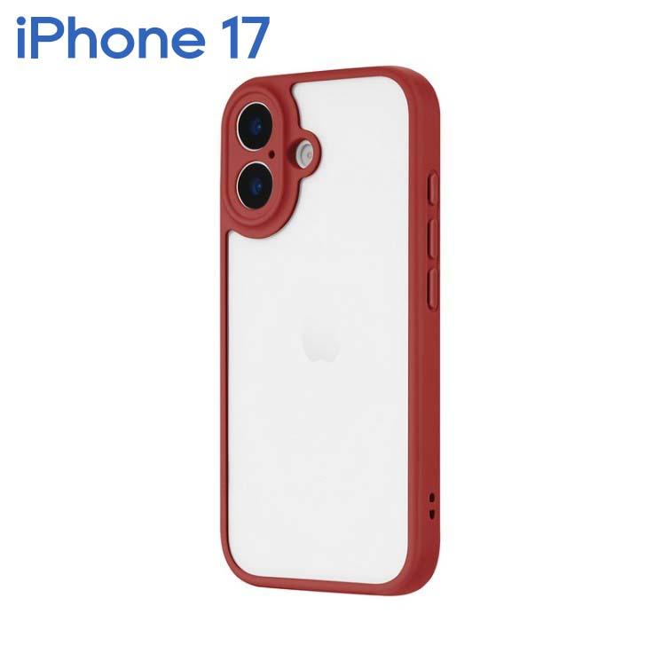 MSソリューションズ iPhone17 ケース レッド カラーフレーム クリア