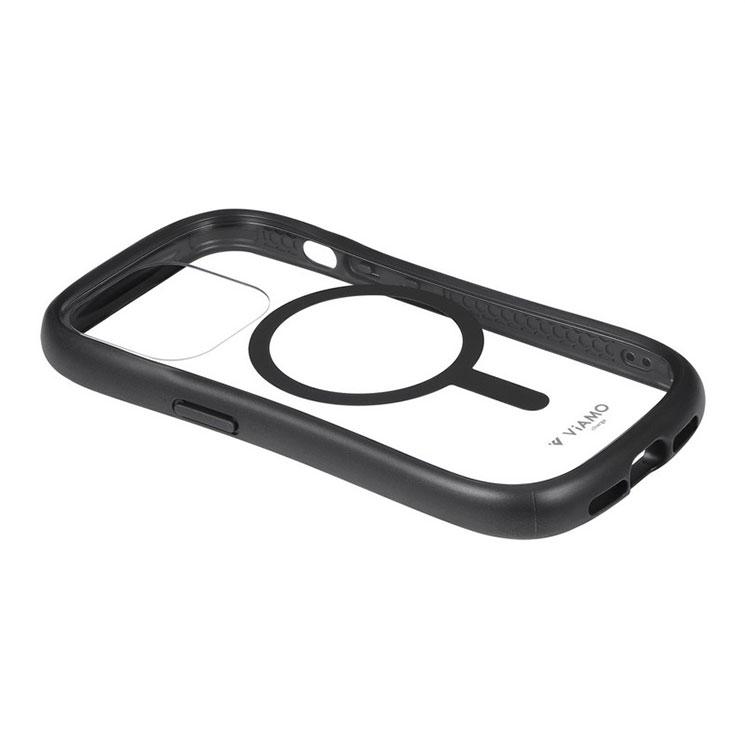 iPhone 15Pro ケース クリア 透明 ライト ブラック ストラップホルダー 付 MagSafe対応 耐衝撃 スマホ カバー くびれ｜cross-road｜02