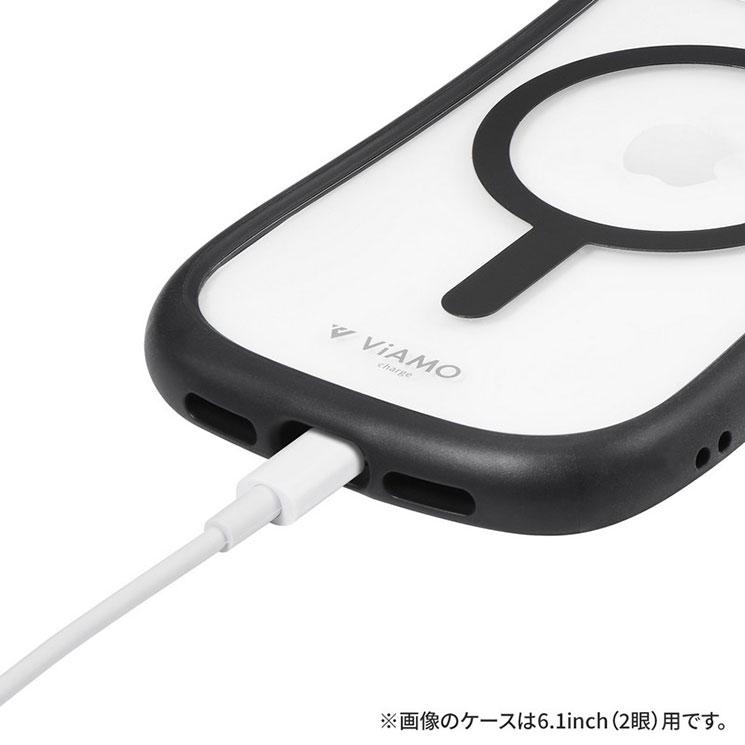 iPhone 15Pro ケース クリア 透明 ライト ブラック ストラップホルダー 付 MagSafe対応 耐衝撃 スマホ カバー くびれ｜cross-road｜05