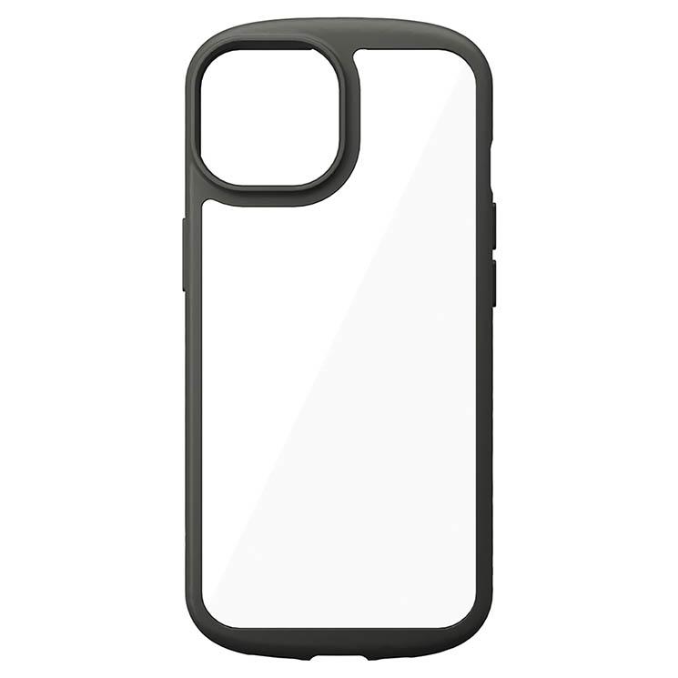 PGA iPhone 14 13 クリア ケース ブラック 黒 カバー スマホケース