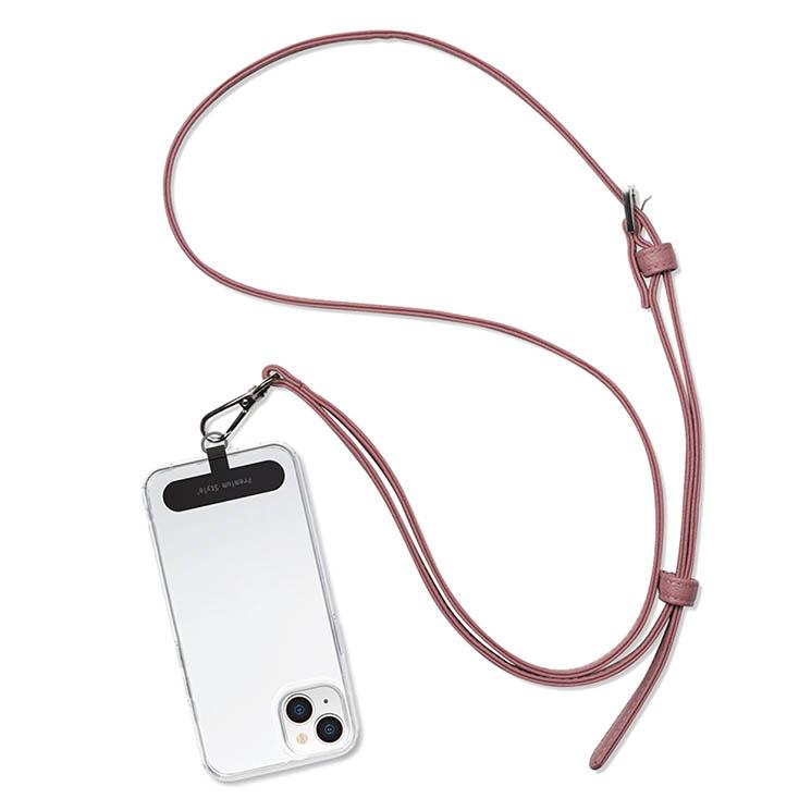 スマホショルダー ストラップホルダー ワイン レッド PUレザー iPhone  