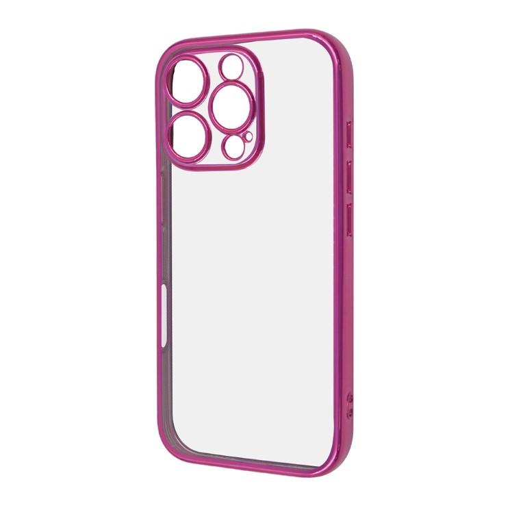 ray-out iPhone16Pro ケース クリア レッド マゼンタ メタリック