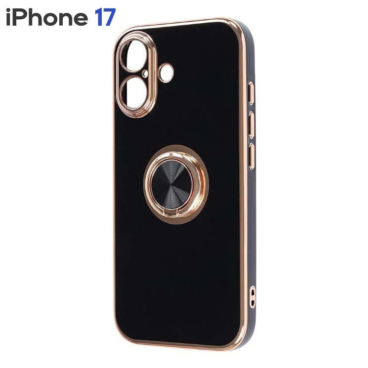 ray-out（レイアウト） iPhone17 ケース リング付 ブラック ゴールド