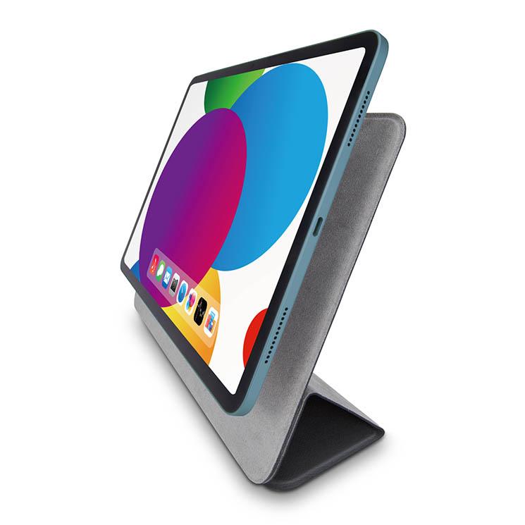 エレコム iPad 10.9インチ 第10世代 ( 2022 ) 用 ケース ソフトレザー カバー マグネット装着 手帳型 スリープ対応 2アングル スタンド 抗菌 軽量 ブラック