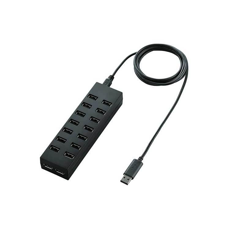 エレコム USBHUB2.0 Zシリーズ セルフパワー 16ポート ブラック ELECOM