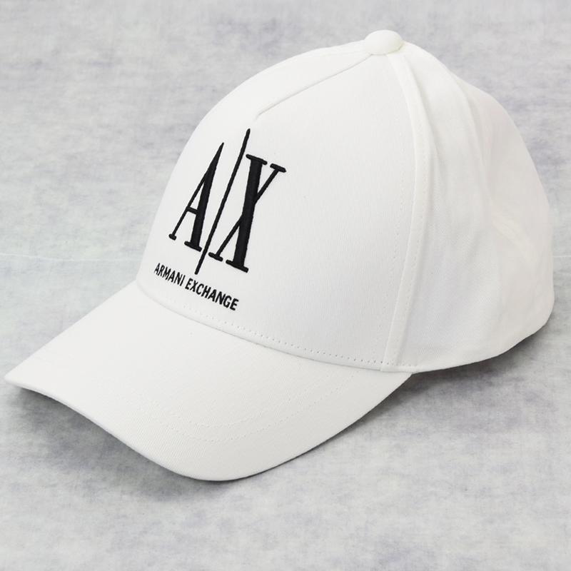 ARMANI EXCHANGE A|Xロゴ ベースボール パネル キャップ 白 ARMANI EXCHANGE キャップ 帽子 「A|X アルマーニ
