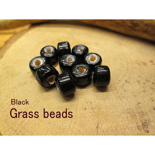 B-4　ホワイトハート ガラスビーズ ブラック 黒  数量1で10個入り アクセサリーパーツ 艶アリ 材料 | 
