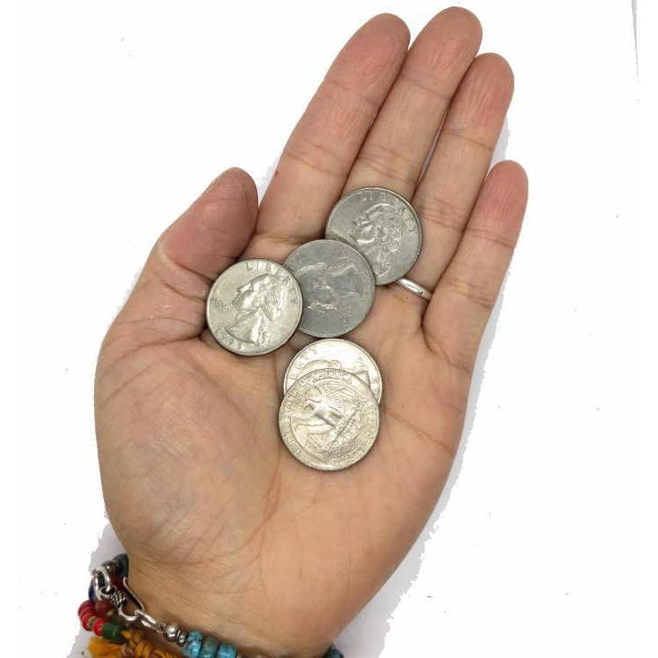 coin-18 クォーターダラーコイン 25セント 5枚セット 1900年代 ワシントン イーグル アメリカ硬貨 コンチョ クラフト材料 コレクション |  | 02