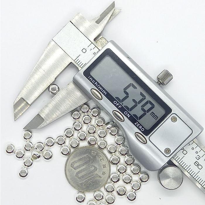 S-1ナバホビーズ・円盤・ シルバービーズ シルバー ビーズ 直径約5.4ｍｍ　Silver925  そろばん型(穴大き目) 材料 アクセサリー クラフト |  | 01