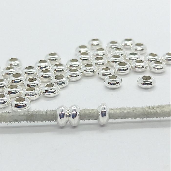 S-1ナバホビーズ・円盤・ シルバービーズ シルバー ビーズ 直径約5.4ｍｍ　Silver925  そろばん型(穴大き目) 材料 アクセサリー クラフト |  | 05