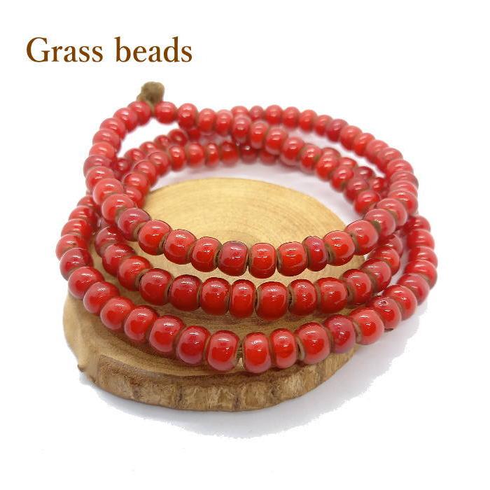 OB-7.5mm(2) ホワイトハート　血赤ガラス ビーズ  オールドタイプ 直径約7.5ｍｍ前後 1連100〜110粒 粒 材料 インディアン ネイティブ ネイティブアメリカン … | 