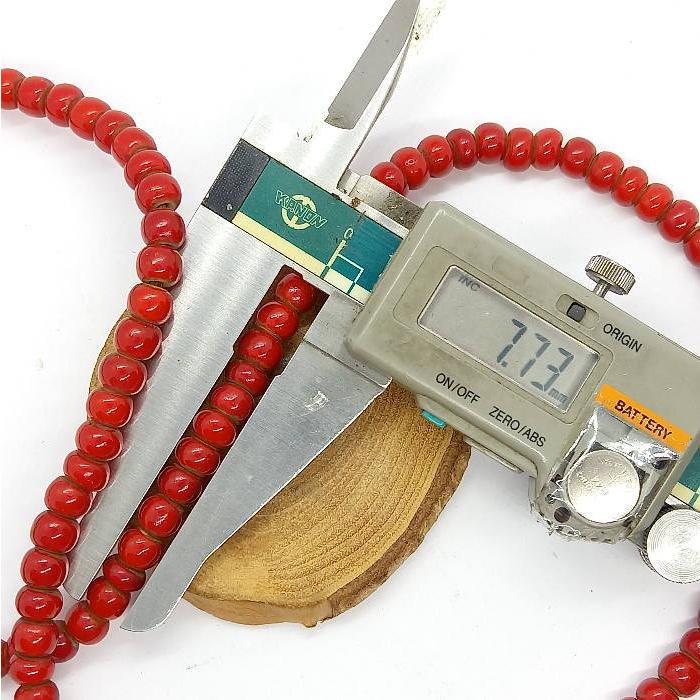 OB-7.5mm(2) ホワイトハート　血赤ガラス ビーズ  オールドタイプ 直径約7.5ｍｍ前後 1連100〜110粒 粒 材料 インディアン ネイティブ ネイティブアメリカン … |  | 05