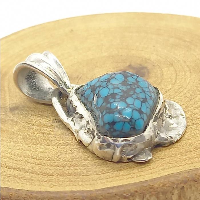 top-116 ペンダントトップ スパイダーウエブターコイズ&Silver925