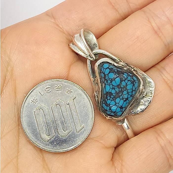 top-116 ペンダントトップ スパイダーウエブターコイズ&Silver925