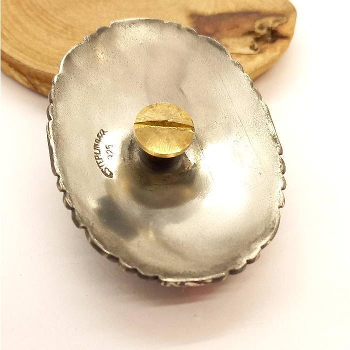 ターコイズコンチョ ハンドメイド Silver925 ブルーナ バホス タイル レザークラフト ウォレット ボタン 飾りに インディアンの画像
