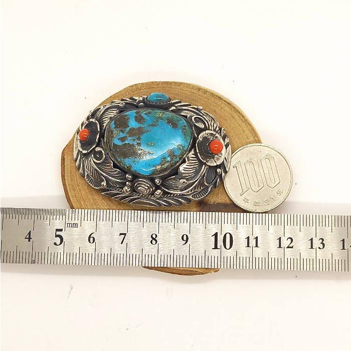 ターコイズコンチョ ハンドメイド Silver925 ブルーナ バホス タイル レザークラフト ウォレット ボタン 飾りに インディアンの画像