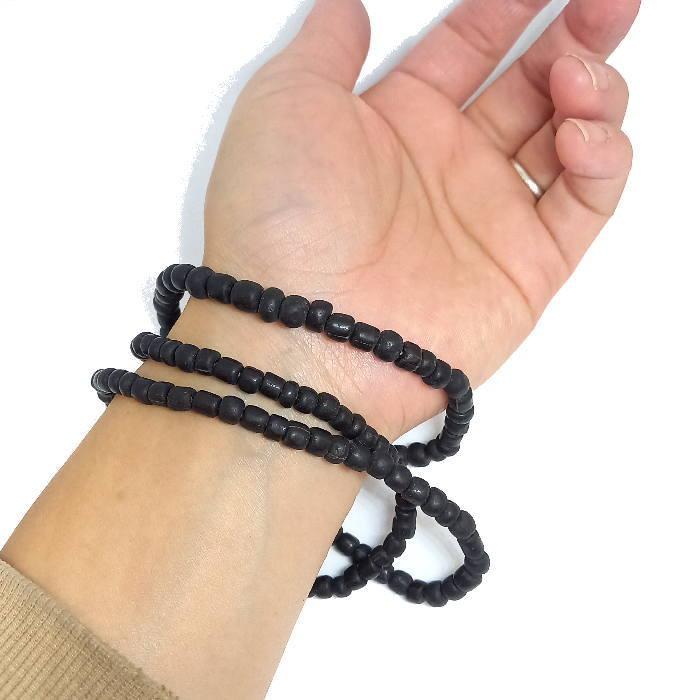 B-136 ガラスビーズ スリガラス ブラック 1連約120粒以上 オールド感 アクセサリー 材料 パーツ |  | 04