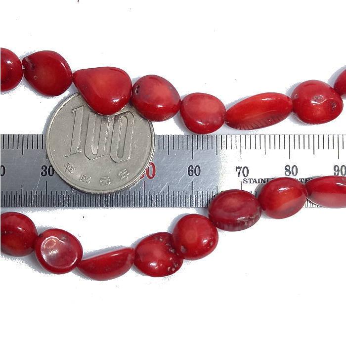 B-134 珊瑚ビーズ オーバル コーラル 血赤染め 山珊瑚 1連約35粒以上 オールド感 アクセサリー 材料 パーツ |  | 02