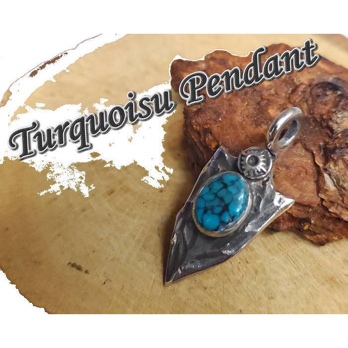top-235 ターコイズ ペンダントスパイダーターコイズ 矢じり(アロー) ハンドメイド Siver925 インディアンスタイル ネイティブアメリカン /インディアンスタイ… | 