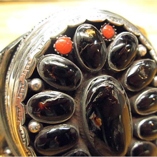 ブラックコーラル黒珊瑚バングル ハンドメイド クラスタータイプSilver925 メール便不可 腕/ネイティブ/インディアン/メンズ/バイカー インディアンジュエリー |  | 03