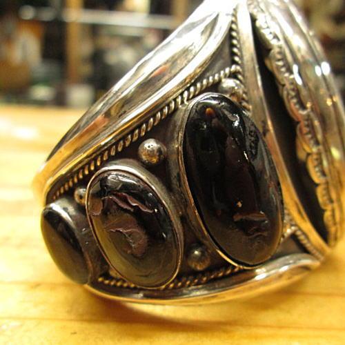 ブラックコーラル黒珊瑚バングル ハンドメイド クラスタータイプSilver925 メール便不可 腕/ネイティブ/インディアン/メンズ/バイカー インディアンジュエリー |  | 04