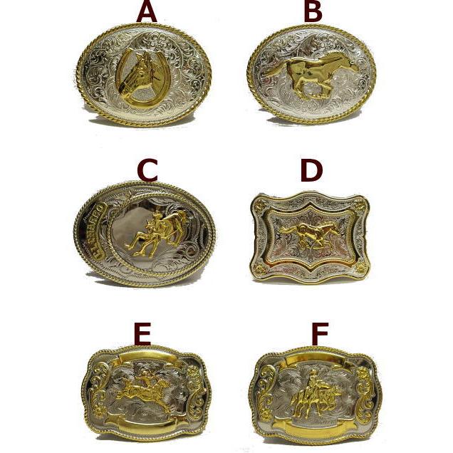 B-2バックルウエスタン スタイル メタル 合金 銀 金/インポート/西部/ベルト/贈り物 ギフトにも |  | 01