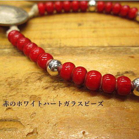 ブレスレット ホワイトハートビーズ 5セントコンチョ付き 2800円(税別) ガラスビーズ(赤)/メンズ/レディース/ゴローズではございません |  | 01