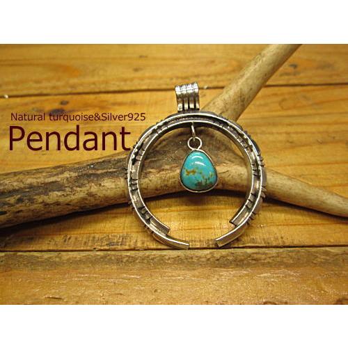 ターコイズペンダント トップ Pilot mountain(パイロットマウンテン)Nevada ペンダントトップ メンズ トルコ石 ナジャ