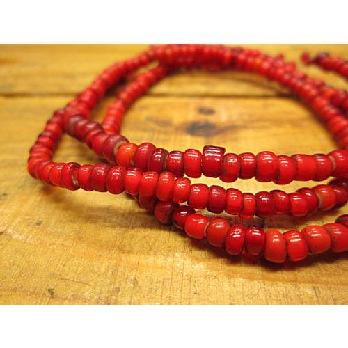 アンティークビーズ ガラス ホワイトハートビーズ 赤色 アクセサリー/パーツ/材料/ネックレス |  | 01