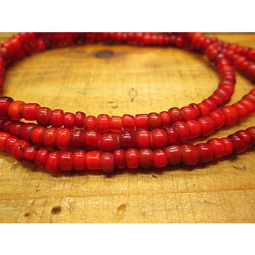 アンティークビーズ ガラス ホワイトハートビーズ 赤色 アクセサリー/パーツ/材料/ネックレス |  | 01