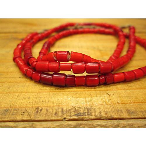 アンティークビーズバンブーカット　 ガラス　ホワイトハートビーズ 赤色 アクセサリー/パーツ/材料/ネックレス |  | 01