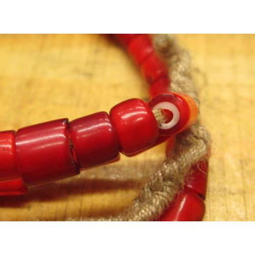 アンティークビーズバンブーカット　 ガラス　ホワイトハートビーズ 赤色 アクセサリー/パーツ/材料/ネックレス |  | 02