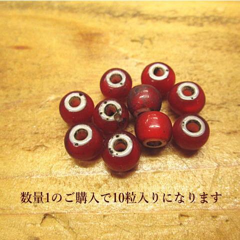 B-30 ホワイトハート ガラス ビーズ (7.8ミリ赤) ネイティブアメリカン アクセサリー  1パック10粒入り バラ売り 材料/インディアン/ネイティブ/民族/メール便OK |  | 01