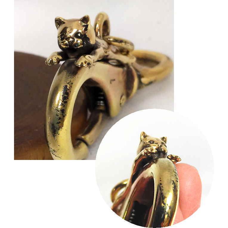 真鍮パーツ 猫 ナスカン ねこ ネコ フック キーホルダー アクセサリー 鍵 ファッション 小物 キー 車 バイク にゃんこ 真鍮 パーツ |  | 02