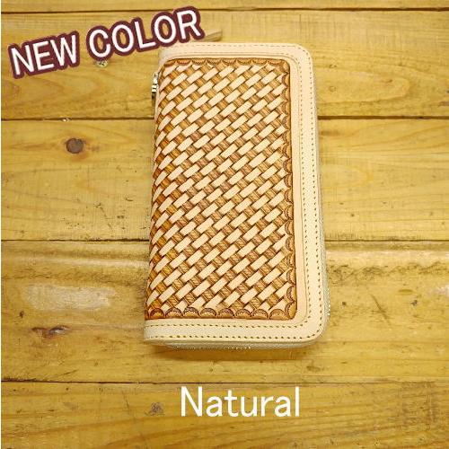 ロングウォレット ラウンドジッパー 本革 3色 バスケット スタンピング ギフト プレゼント |  | 02