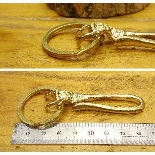 キーフック 真鍮製(無垢) スカルハンド 骸骨 キーホルダー バイカー必見/コーティングではありません |  | 02